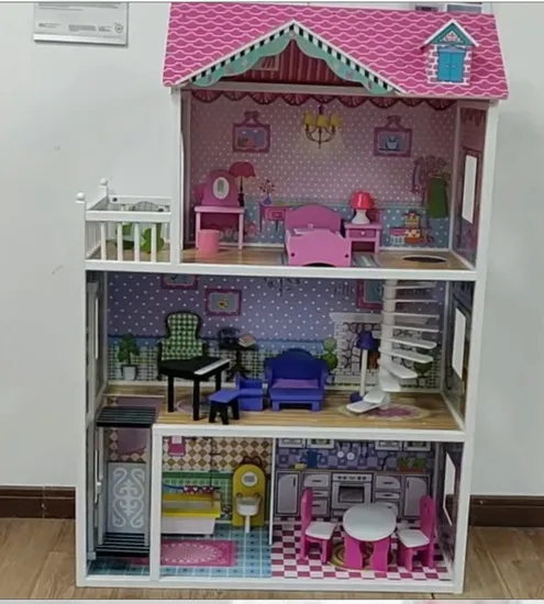 New Design Lovely Pretend Play Wooden Girls Dollhouse W06A161
